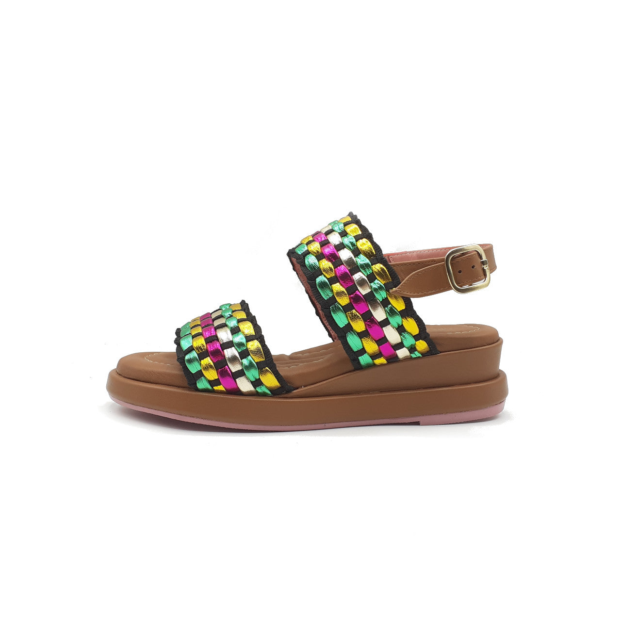 Petunia multicolor laminated sandal