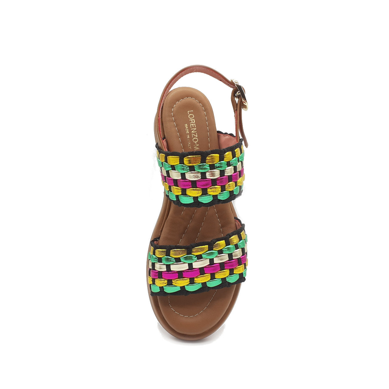 Petunia multicolor laminated sandal