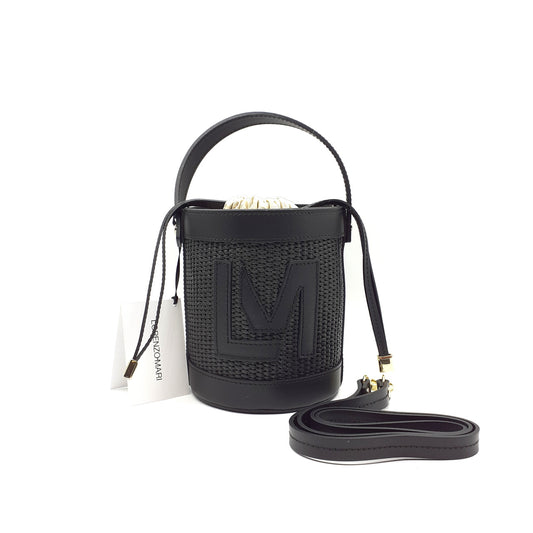 New Black Raffia Bucket Panfilo