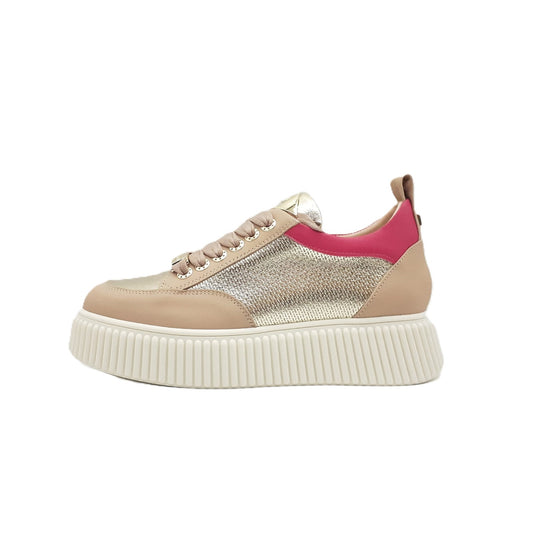 Sally 26 Platinum/nude/fuchsia sneakers
