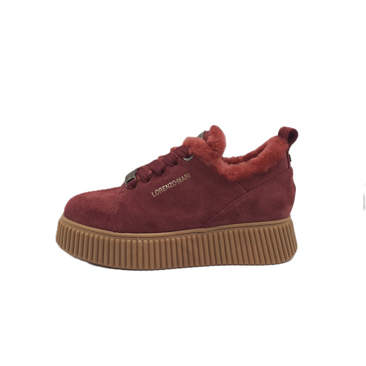 Sneakers Sally 30 Bordeaux e pelliccia