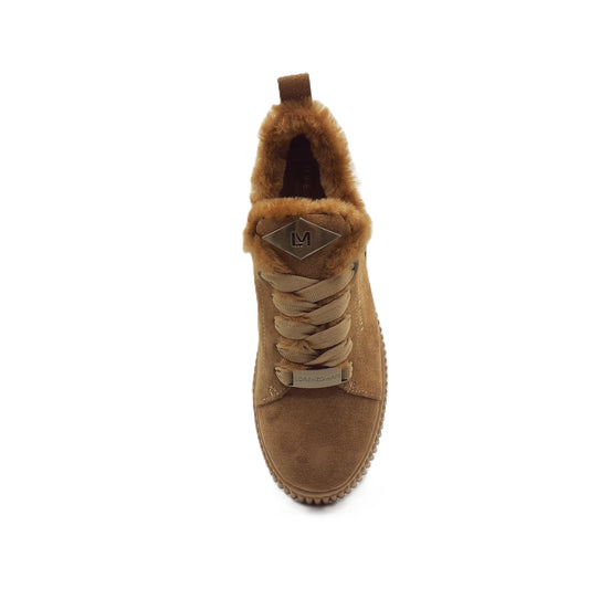 Sneakers Sally 30 cuoio e pelliccia