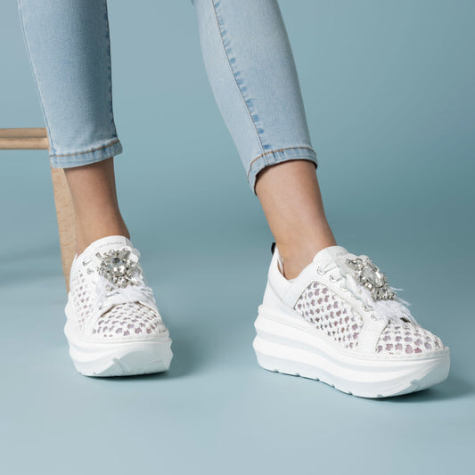 Sneakers Veronica Raffia White