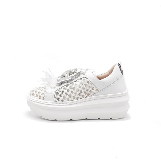 Sneakers Veronica Raffia White