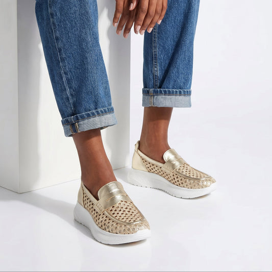 Mocassino Amber 11 rafia platino