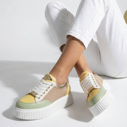 Sally 26 Platinum/nude/fuchsia sneakers