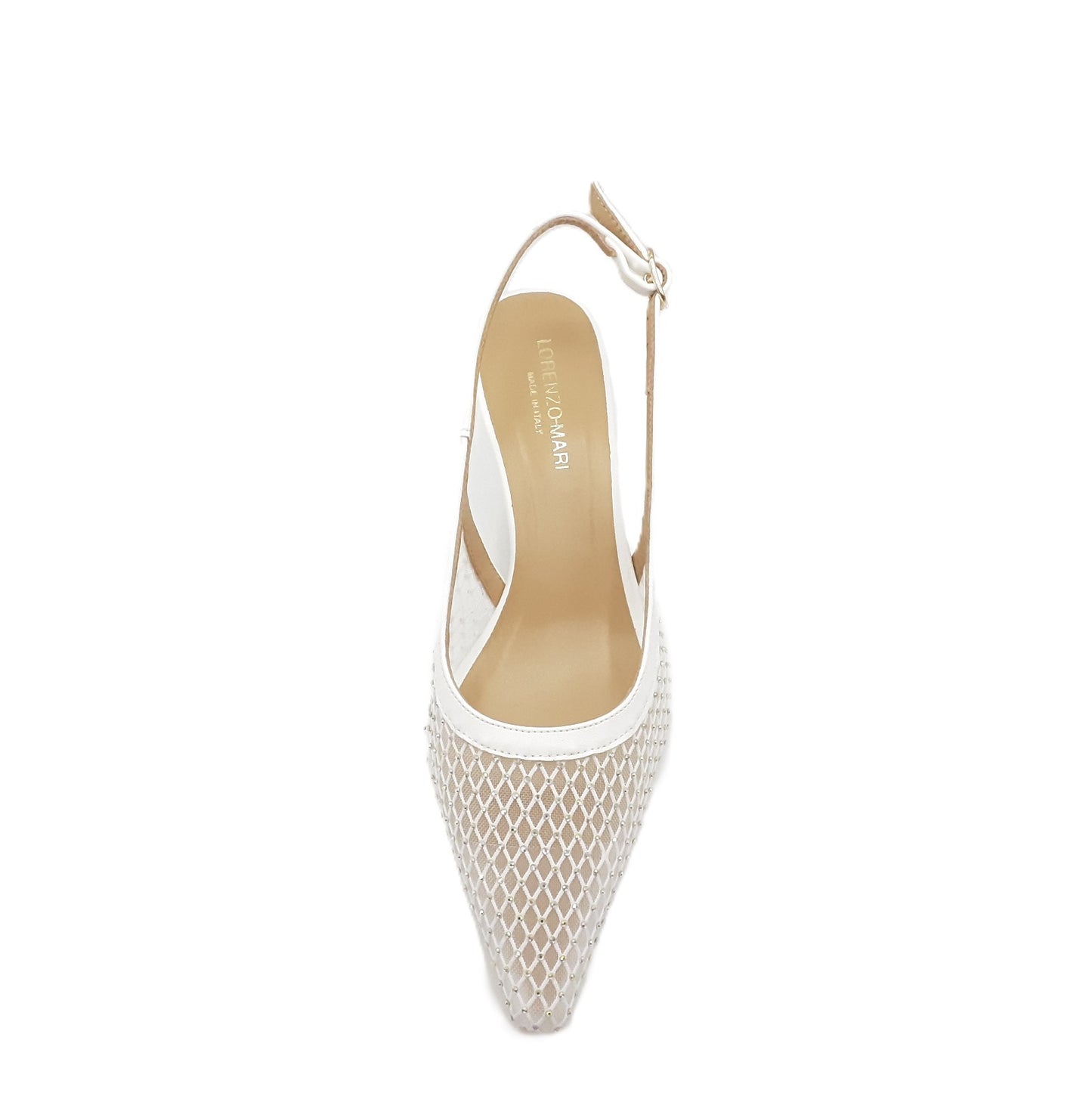 Slingback Cindy 14 rete strass white