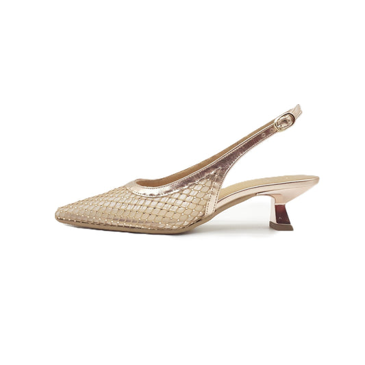 Slingback Cindy 14 rete strass nude