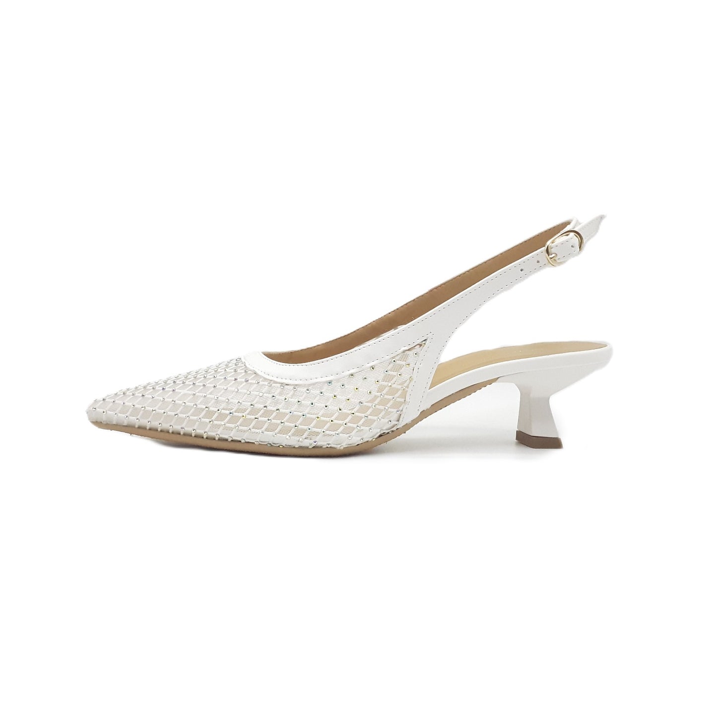 Slingback Cindy 14 rete strass white