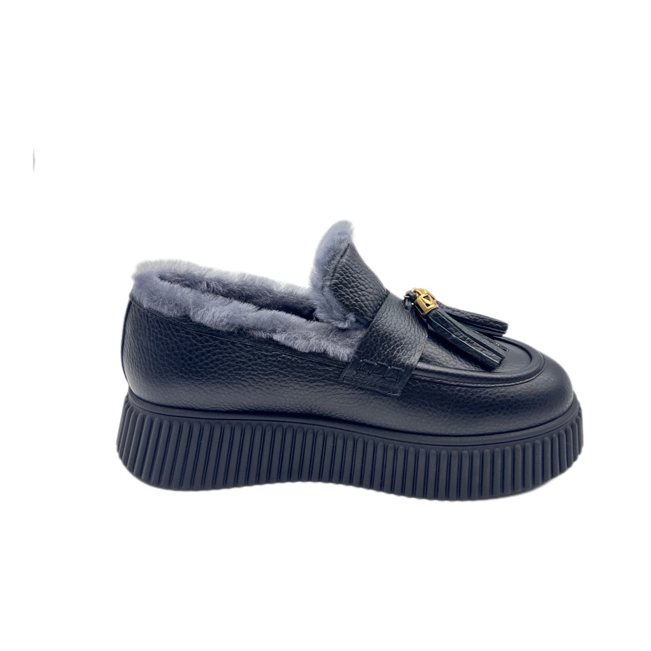 Mocassino Sally Camoscio Nero/Montone
