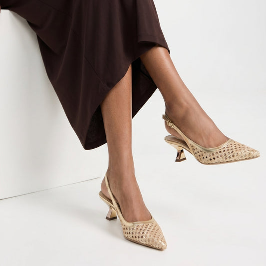 Slingback Cindy 14 rafia platino