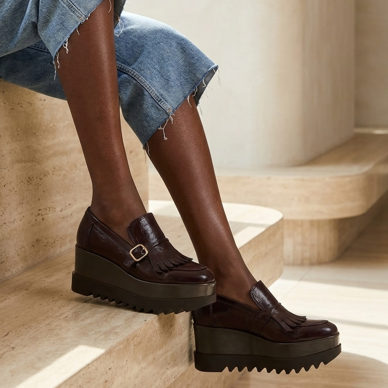 Clea Patent Blue Moccasin